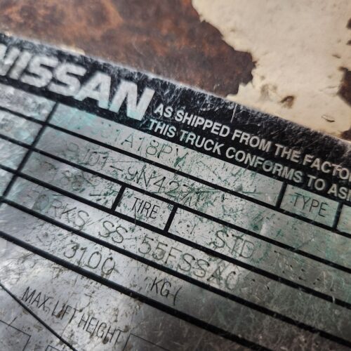 Nissan Optimum 35 CPJ01A18PV Forklift 2,750 Lbs. Maximum Capacity