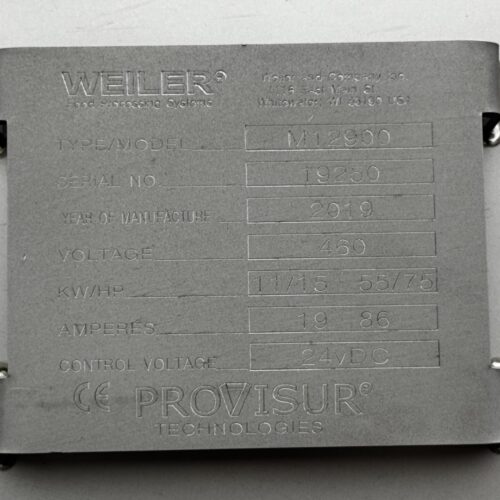 220 Cu Ft Weiler Provisur Model M12900 S/S Dual Shaft Paddle Mixer