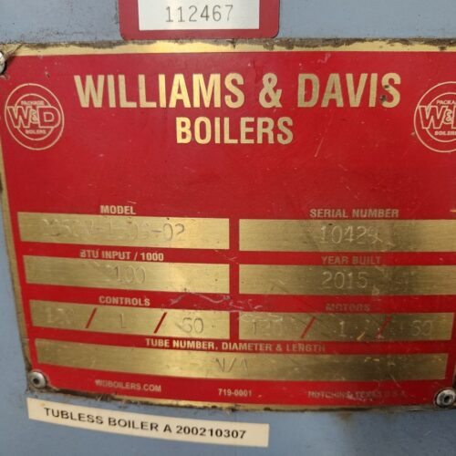 Williams & Davis 2050V-150S-02 Boiler System Tubeless
