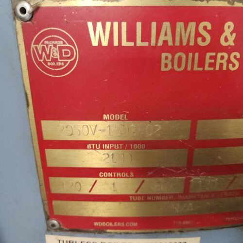 Williams & Davis 2050V-150S-02 Boiler System Tubeless