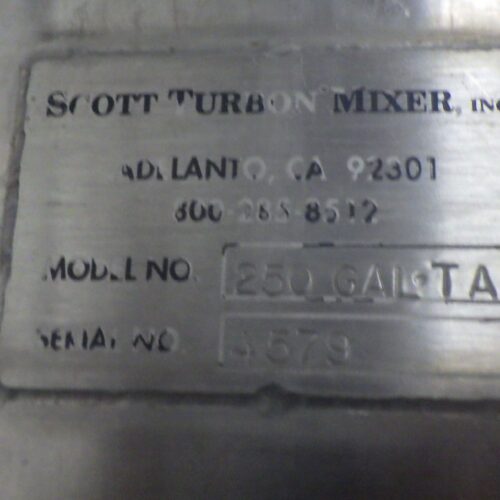 250 Gallon Groen Model 250GALTA S/S Vertical Triple Motion Jacketed Tank with Scott Turbon Mixer, Sweep Scrape, and Prop Agitators