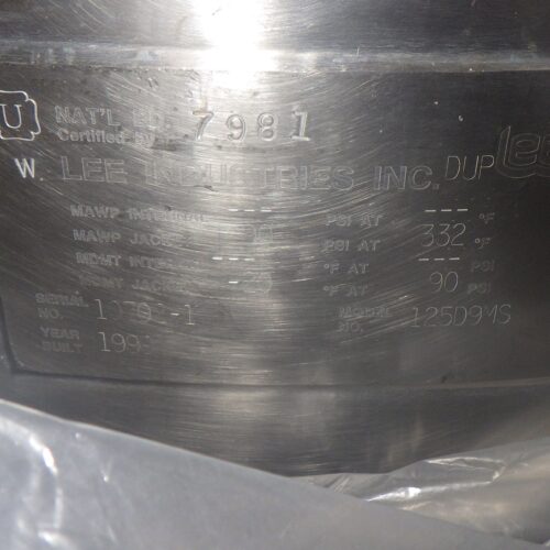 125 Gallon Lee Model 125D9MS S/S Double Motion Jacketed Kettle